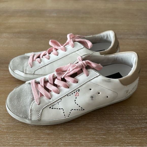 Golden Goose White Leather Pink Laces Superstar Sneakers - Picture 2 of 9